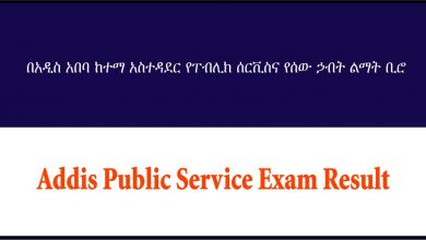 Addis Public Service Exam Result