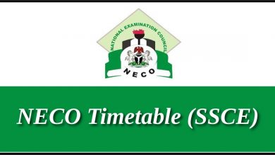 NECO timetable